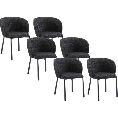 Sedia in tessuto tweed e metallo - Nero - Lotto di 6 - SIJOLA