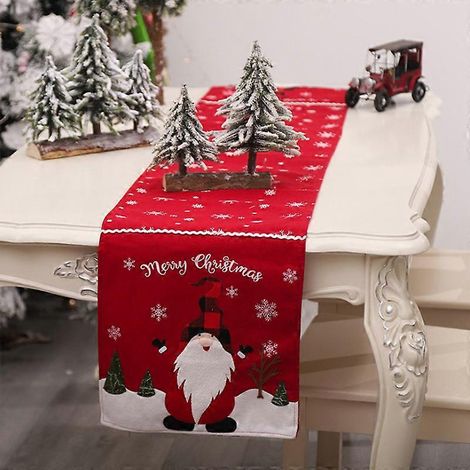 Camino de mesa MIMIGO con gnomos navideños, árbol de Navidad, flores, manteles individuales de arpillera para mesa de comedor, cocina, comedor, decoración de fiestas en interiores y exteriores. (1/2)