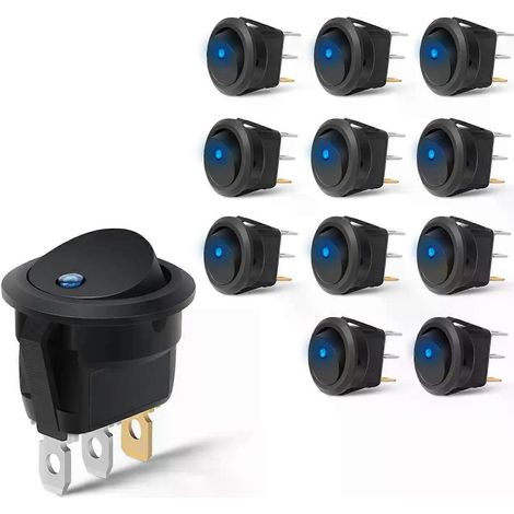 12 Stück runde LED-Kippschalter 12V Auto LKW Wippschalter Ein-/Ausschalter mit blauer Beleuchtung für Boote und andere Fahrzeuge (1/4)