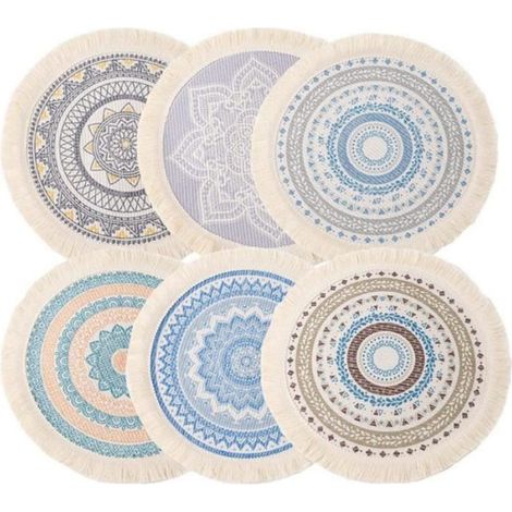 Sets de table - - lot de 6 - 17cm - lavables - beige (1/5)