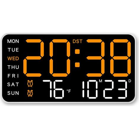Horloge murale numérique sans cadre, multifonctionnelle, à suspendre ou à poser, affichage LED, style nordique, coquillage blanc, lanterne orange (1/5)