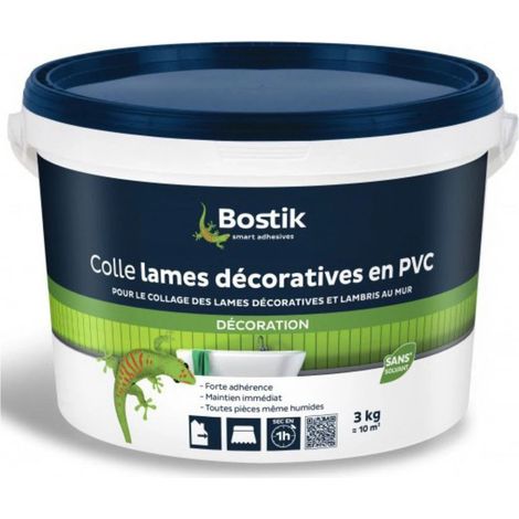 Bostik – Colle acrylique pour lames décoratives PVC – Forte adhérence immédiate – Adaptée aux pièces humides – Rendement 1kg ≈ 3m²