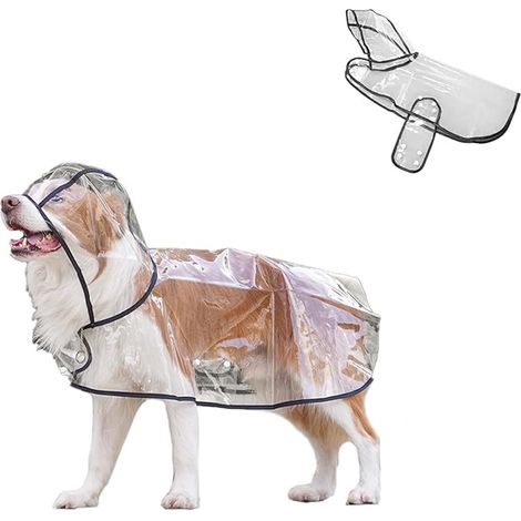 Combinaison de pluie imperméable transparente pour chien taille 2XL avec protection contre la pluie pour animaux de compagnie (1/5)