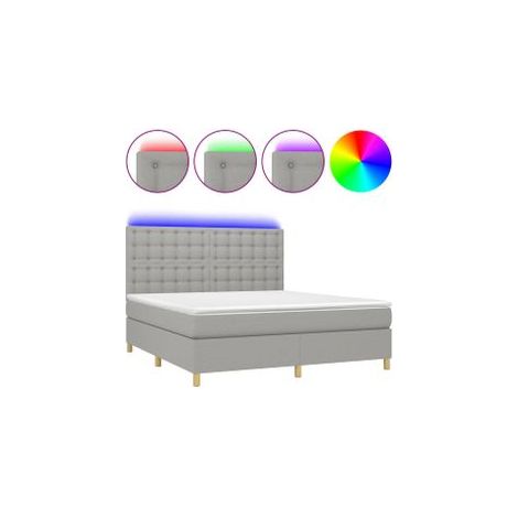 Sommier à lattes de lit et matelas et LED Gris clair 180x200 (1/5)