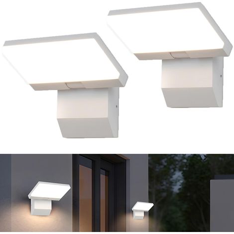 Confezione da 2 Faretti da Esterno — Applique LED per Interni ed Esterni, IP65, Orientabili a 180° — per Corridoi e Giardini (3000K Bianco Caldo) (1/5)