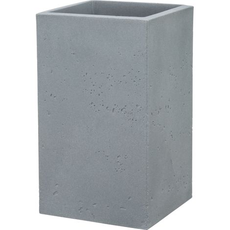 Scheurich C-Cube High 48, Hochgefäß/Blumentopf/Pflanzkübel, quadratisch,  aus Kunststoff Farbe: Stony Grey, 28 cm Durchmesser, 47,7 cm hoch, 11 l Vol. (1/4)