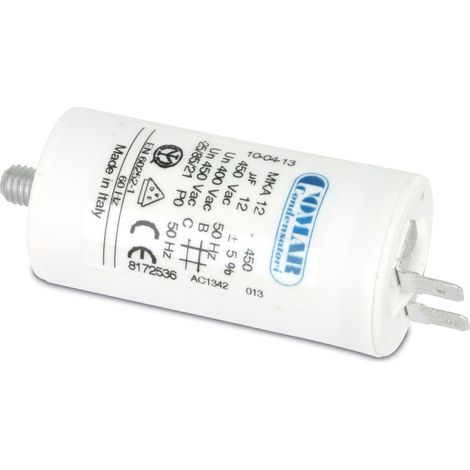 Condensateur de moteur COMAR, 1µF, 450V, 6,3mm (1/2)