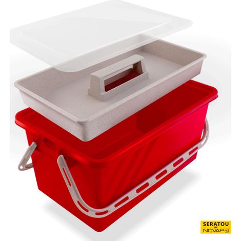 Boite de rangement 10 L Rouge - couvercle Translucide - SERATOU - 5910047 (1/5)