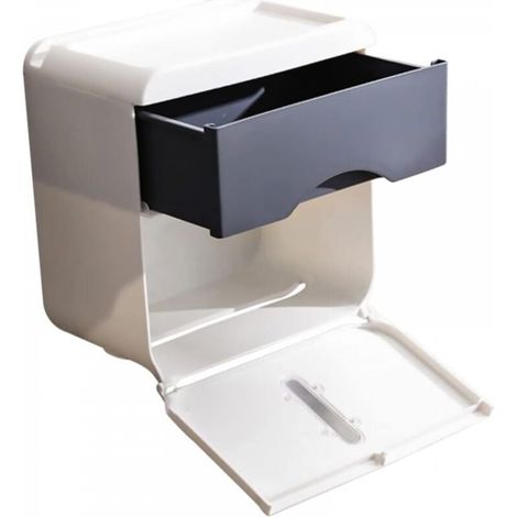 Coffre de rangement boîtes à papier de salle de bain avec tiroir à stylos Porte-papier toilette Boîte de rangement multifonctionnelle Boîtes à papier pour la maison Porte-papier ABS (1/5)