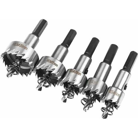 Scie Cloche - 5 Pièces HSS Cobalt - Diamètres 16 18,5 20 25 30 mm - Pour Bois Plastique Métal - Lot Complet (1/5)