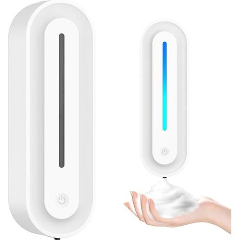 Dispenser di sapone intelligente a parete con funzione schiuma, 420 ml, ricaricabile, senza contatto, regolabile, per bagno, cucina, ufficio, bianco (1/5)
