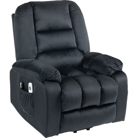 Fauteuil releveur électrique fauteuil de relaxation inclinable 8 points de massage vibrants 85 x 94 x 107 cm noir (1/5)