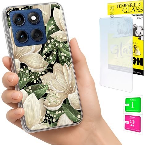Coque pour Motorola Edge 60 Fusion / Edge 60 photo - Motif fleurs + verre trempé (1/5)