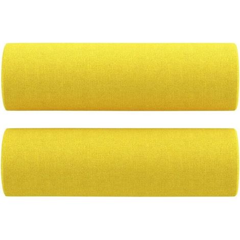Coussins décoratifs, lot de 2, jaune clair, 15 cm de diamètre, 50 cm de hauteur, en tissu. (1/5)