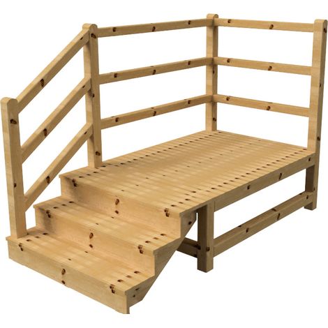 MILANO Außentreppe 3 geschlossene Stufen H54 cm - Podest L189 x B120 cm - Treppengeländer links - Podestgeländer links und hinten