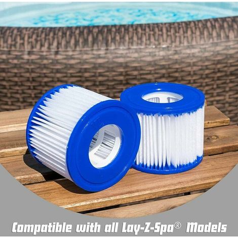 Filtro da piscina Bestway 58323 Lay-Z-Spa standard - Confezione da 12 unità, colore bianco e blu (1/3)