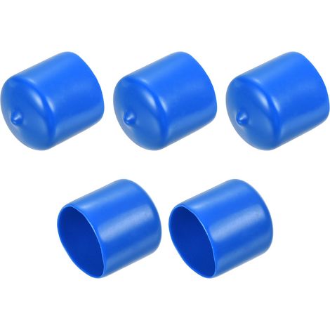 5Pcs Embouts en Caoutchouc 26mm ID Couvercle de Capuchon de Boulon de Tube Rond en Vinyle, Protecteurs de Filetage de Vis Bleu (1/4)