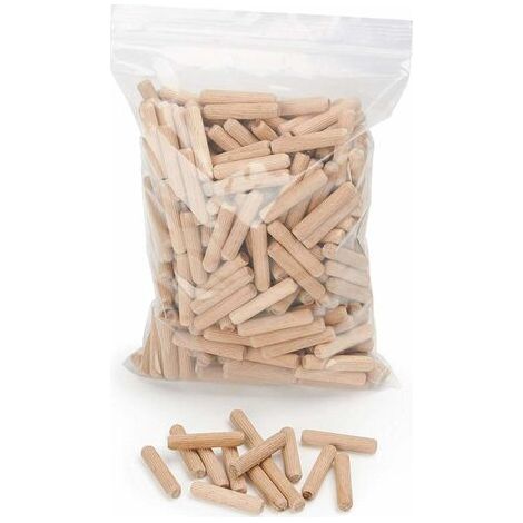 400 pcs de cheville bois 8 mm x 40 mm - goujon bois de hêtre massif idéal pour fraise à bois - convient pour gabarit de percage/guide de percage (1/4)