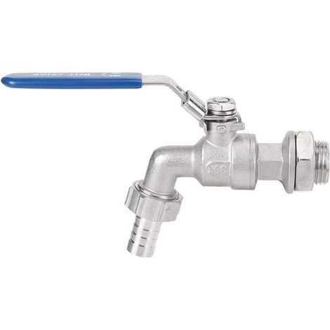 Robinet Exterieur Jardin 1/2" de , Sphère avec Adaptateur Tuyau, Antigel Avec Poignée de Verrouillage Bleue, Résistance Température -10℃-150℃ (1/5)