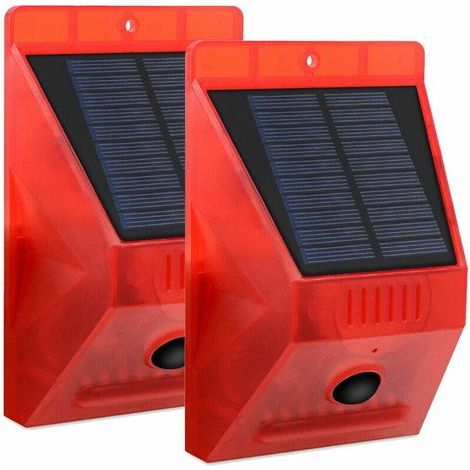 Alarme lumineuse solaire avec détecteur de mouvement, étanche IP65, lumière LED clignotante pour appartement ou terrasse (lot de 2).-AquaForge (1/3)