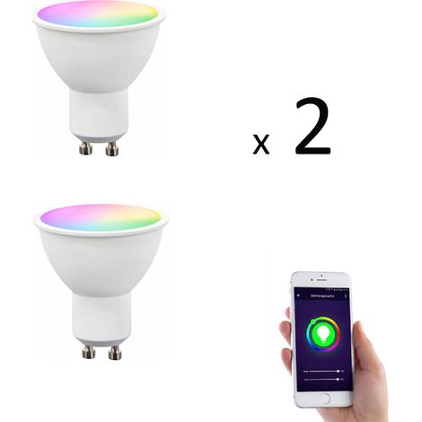 Lot de 2 x Ampoule GU10 LED connectée RVB 4,8W 380 lm (1/3)