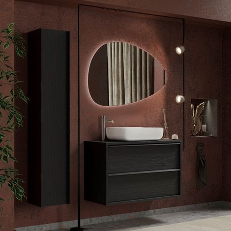 Bagno a due cassetti Dakota sospeso in finitura Nero Frassinato (1/4)