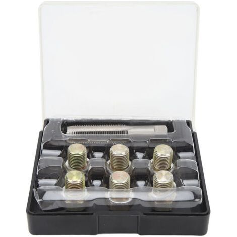 Kit de reparación de roscas para tapón de drenaje de aceite M13 x 1,5 mm de 13 piezas kit de herramientas para volver a roscar los tornillos del cárter de aceite. (1/5)
