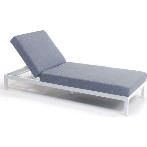 Oviala – Bain de soleil matelassé 202cm en aluminium – Assise mousse 11cm – Tissu séchage rapide – Dossier inclinable pour confort