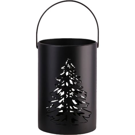 TrendLine Deko Eisen Windlicht Laterne Tannenbaum Ø18,5 x 12 cm schwarz Windlicht