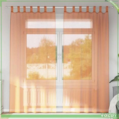 Rideaux en voile - FAFEISY - 4102324 - terre cuite - 140x245 cm - semi-transparent (lot de 2) (1/5)