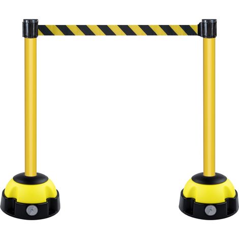Kit 2 poteaux alu jaune à sangle jaune/noire sur socle balise à lester- 2019934
