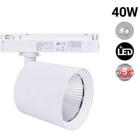Spot sur rail LED monophasé - 40W - Bijouteries - Blanc