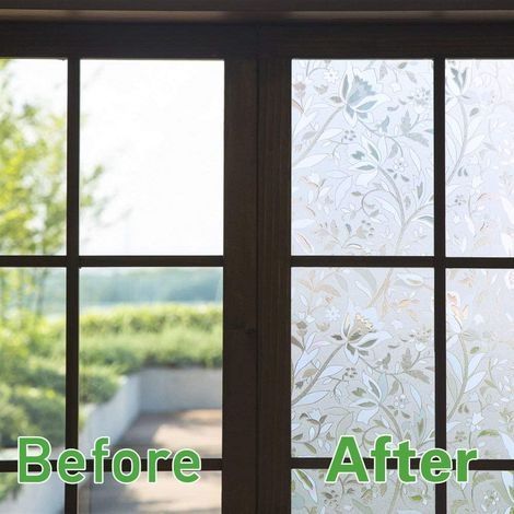 Fensterfolie, elektrostatische Sichtschutzfolie, dekorative Blendschutzfolie mit Tulpenmuster für Glas und Verglasungen, 45 cm × 200 cm (1/4)