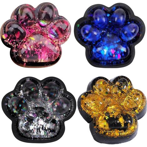Lot de 4 jouets anti-stress en forme de patte de chat (6,5 cm x 6 cm), idéal pour les enfants, les adolescents et les adultes. (1/5)