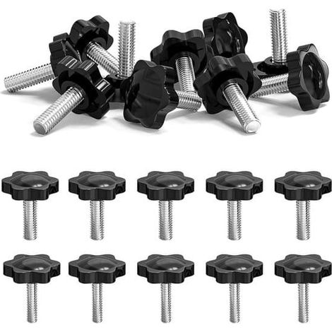 Un jeu de 25 vis moletées M6, douilles en étoile, 40 mm, avec écrous à oreilles, adaptées à la fabrication de meubles, à l'électronique et à l'utilisation en atelier. (1/5)