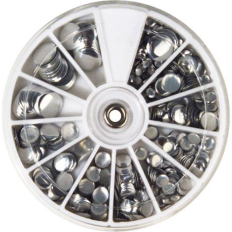 RAYHER - 560 PEZZI - RIVETTI HOTFIX 3-10MM - COLORE ARGENTO