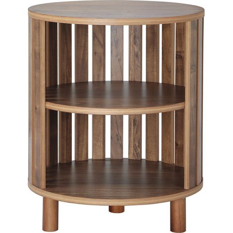Calicosy – Table de chevet ronde H50 cm – 3 tablettes – Large ouverture pour accès facile – Pieds en bois peint – Pour espaces modernes (1/5)