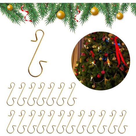 Juego de 100 ganchos de acero inoxidable para decoración navideña - Ganchos colgantes en forma de S - Adornos para árboles de Navidad, manualidades (1/4)