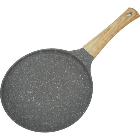 Poêle à fond plat, cuisson uniforme, antiadhésive, avec poignée, 24 cm / 9,45 pouces (1/5)