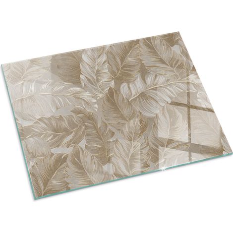 Plaque Rectangulaire de cheminée en verre trempé protection du sol contre les étincelles Feuilles en motifs subtils 80x60 cm (1/5)