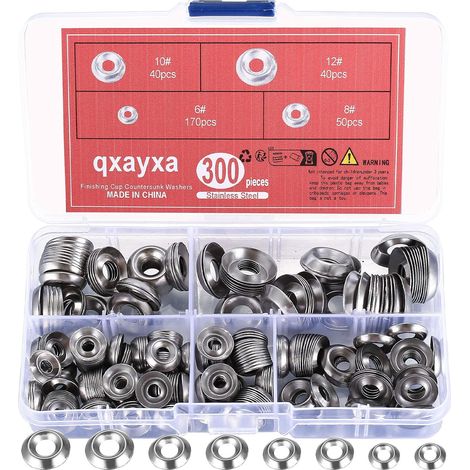 Lot de 300 rondelles décoratives en acier inoxydable pour vis à tête fraisée, tige filetée, rondelles métalliques 6 8 10 12 (1/5)