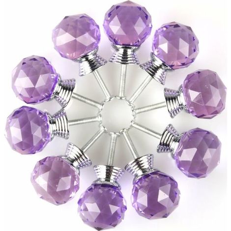 10 Pièces Poignée de Meuble en Verre Cristal Noir, Forme Ronde, Décorative pour Armoire et Tiroir, Accessoire Universel de Cuisine (1/3)