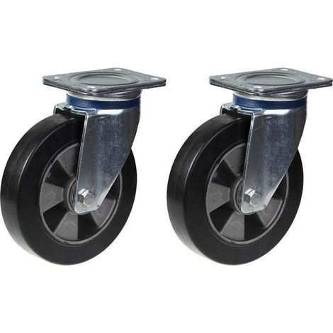Rollen - PARNELLS - Set von 2 - Schwarzes Gummi - 200 mm - Drehbar