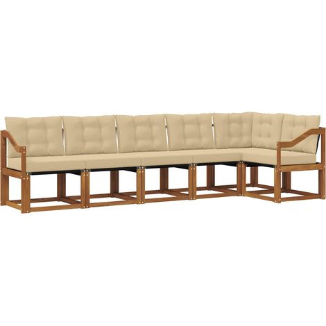 Ensemble de canapés d'extérieur 6 pcs Salon de jardin Naturel et Beige (1/5)