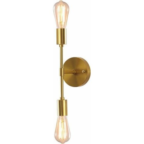 Applique murale Tigrezy Gold, lampe de salle de bain à 2 lumières, douille E27, miroir, couloir, cuisine, chambre, salon-Karteo (1/4)