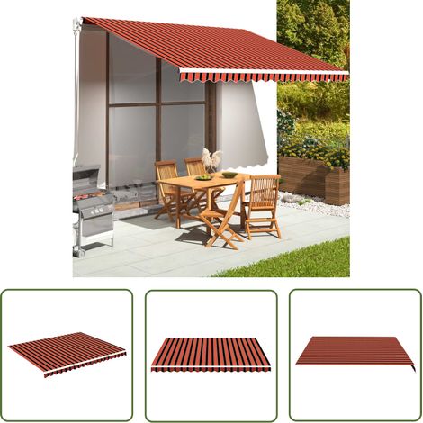 The Living Store Tissu de remplacement pour auvent Orange et marron 4,5x3,5 m - Tissus D'ombrage - Auvent De Jardin - Toile D'auvent - Store Banne - Protection Solaire (1/5)
