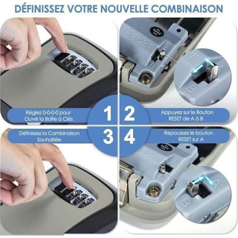 Coffre à clés mural à code 4 chiffres, étanche et en acier inoxydable, pour la maison ou le garage - AquaForge (1/4)