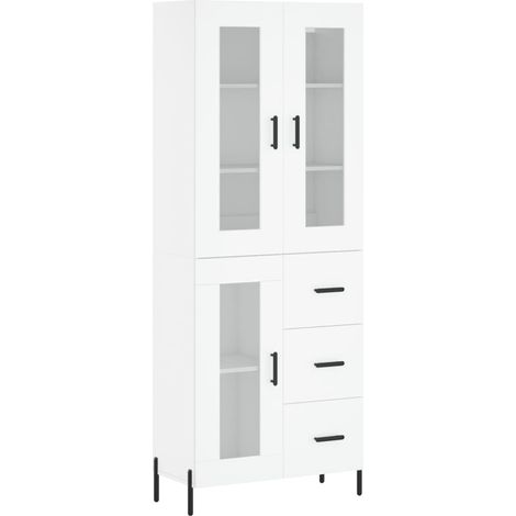Aparador cómoda cómoda armario mueble organizador cocina salón salón alto 69,5 x 34 x 180 cm madera contrachapada blanco 020032639