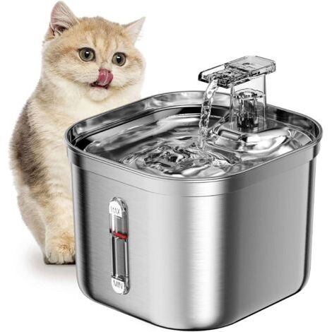QORVA-Fontaine a Eau Chat, 2.2L Fontaine INOX, Pompe à Eau Ultra-Silencieuse, Distributeur Eau Chien Lavable au Lave-Vaisselle (1/4)
