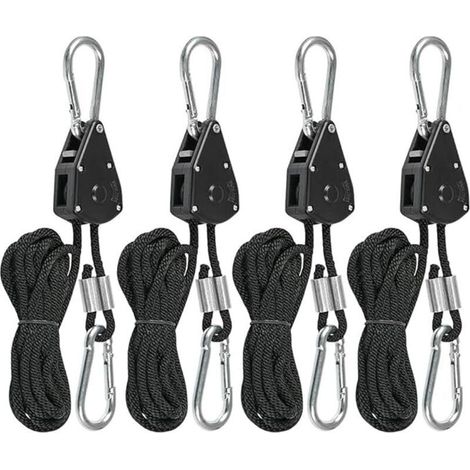 corde a cliquet 24m charge max 150 lb nylon haute tenacite lot de 4 crochets reglables pour lampes et voiles dombrage (1/5)